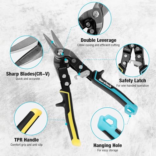 DURATECH 10" Straight Aviation Snips, Straight Cut - style: Straight