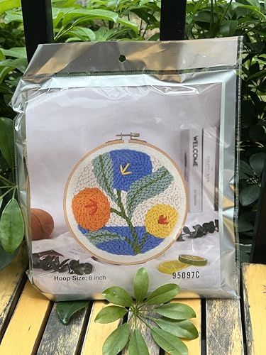 Meoe&heome Punch Needle Kit for Beginners, DIY Embroidery Set with 20+ Patterns(Tricolor Bloom) - color: Tricolor Bloom