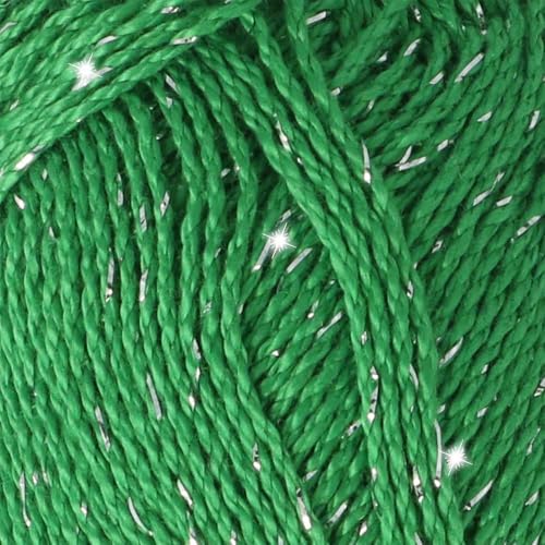 Scheepjes Catona Shine 50g Cotton Metallic Yarn, Emerald & Silver 515-S - color: 515-S Emerald - Silver