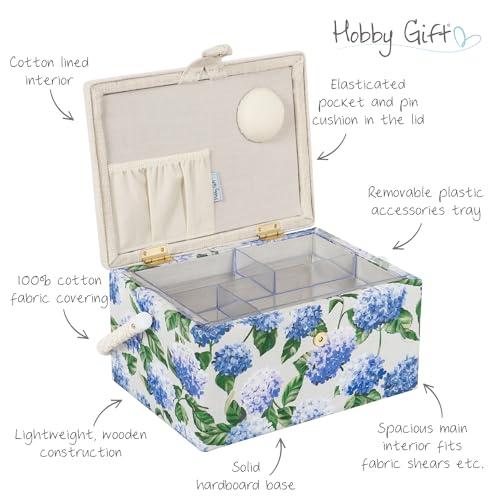 Hobby Gift Medium Sewing Box Organiser - color: Blue Hydrangea