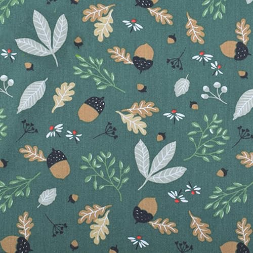 7pcs Green Floral Solid Printed 100% Cotton Quilting Fabric Fat Quarters Bundles 18 x 22 inch - Soft Cotton Squares for Quilting, Accessories, Upholstery, Crafts, and Quilt - color: Green