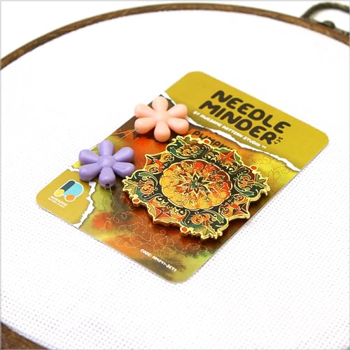Awesome Pattern Studio Needle Minder Set - Pumpkin Magnetic Needle Minder + 2 Needle Threaders. Enamel Pin for Cross Stitch, Embroidery and Craft - size: Pumpkin Set #1