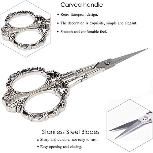 BIHRTC 4.5 Inch Stainless Steel Silver Sewing Shears Embroidery Scissors - color: Silver, size: 4.5 inch