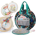 FINPAC Embroidery Project Bag, Embroidery Kits Storage Carrying Tote Bag - color: Navy Bloom