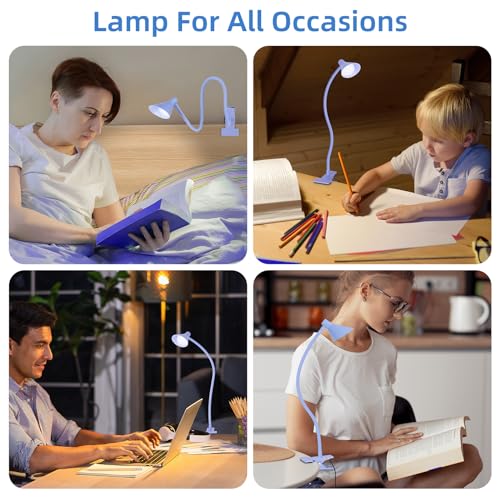 Clip on Light USB Reading Lights for Books in Bed, Reading Lamp Purple - color: Purple