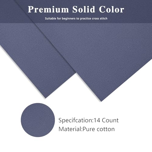 14 Count Aida Cloth, Dark Blue Cotton Cross Stitch Fabric, 30 x 39 Inch - color: Dark Blue