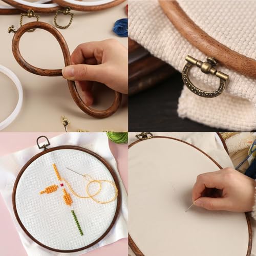 Joyangy 5-Pack 10 Inch Imitation Wood Embroidery Hoops for Cross Stitch - size: 10inch
