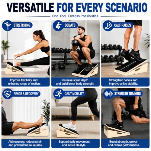 MUCITAGF Professional Wooden Slant Board, Calf Stretch Board