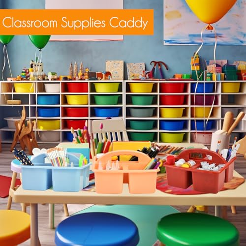 ALINK Plastic Classroom Caddy Organizer with Handle, 6-Pack 4 Compartments - color: Macaroon