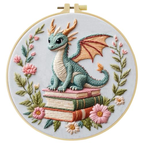 JOZYSH Black Dragon Handmade DIY Embroidery kit,Suitable for Adult Beginners,Includes Embroidery Cloth, Instructions, Embroidery Frame and Needle and Thread, Suitable for Holiday Gifts (Dragon1) - style: Dragon1