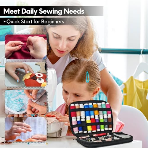 Sewing Kit Basic for Adults, 87 Pcs Sewing Kit with Needle and Thread, Sewing Supplies Portable Travel Emergency Repair Kit for Beginners Home DIY, Gift for Mom and Grandma OKOMER - size: M