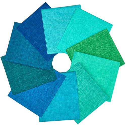 Craftido - 11 Options Solids with Tweed Tonals-Assorted Color Cotton Quilting Fabric Bundles 10pcs Fat Quarters 18"x21"-Medium Weight 5.2oz-for Quilting, Sewing and Crafts-Midnight Oasis(Greens+Blues) - color: Midnight Oasis(greens+blues)