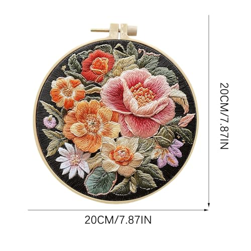 ARTopet Embroidery Kit for Beginners Cross Stitch Kits Needlepoint Set Colorful Flowers Patterns Embroidery Thread Kit for Craft Lover Hand Stitch with Hoop Threads Fabric-Flowers03 - color: Flowers03