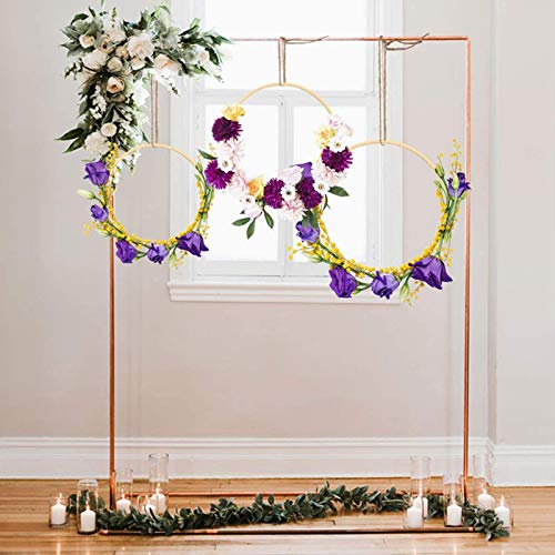 Gukasxi 3 Sizes (8, 10, 14 Inch) Wooden Bamboo Floral Hoop Set of 6 Large Wreath Macrame Craft Hoop Rings for DIY Weddding Wreath Decor, Macrame Dreamcatcher, Wall Hanging Crafts Making - size: 8/10/14inch - 6pcs