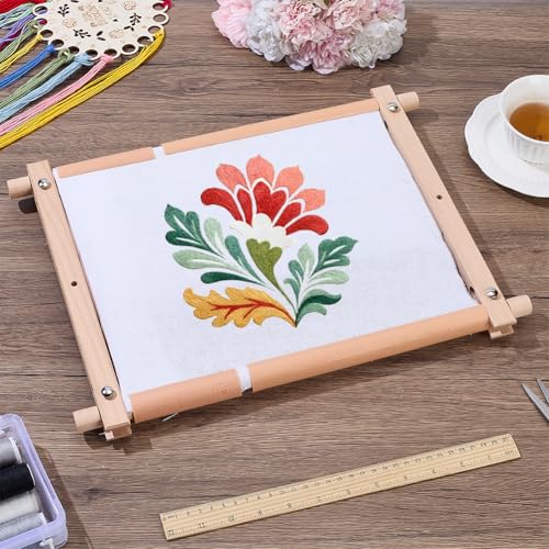 FREEBLOSS 16x12inch Embroidery Frame Wood Scroll Stitching Holder for Cross Stitch Scroll Frame for Needlepoint Quilting Sewing Cross Stitch Supplies