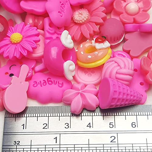 Chenkou Craft 50pcs Lots Mix Assorted Fuschia Craft DIY Flatbacks Resin Flat Back Buttons Scrapbooking (Fuschia) - color: Fuschia