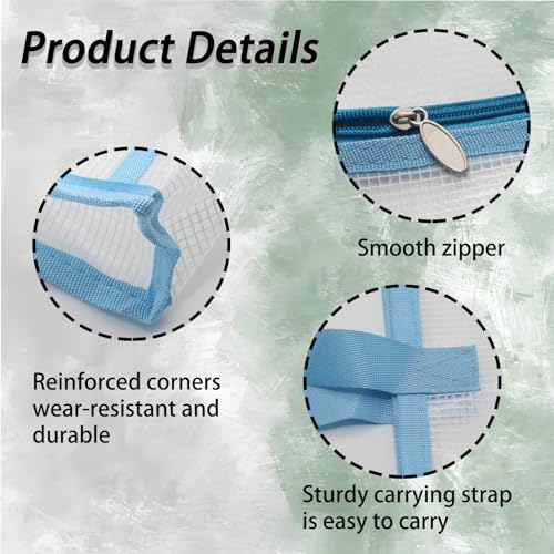 Sewing Project Bag, Art Supply Bag with Zipper & 2 Pocket, Blue