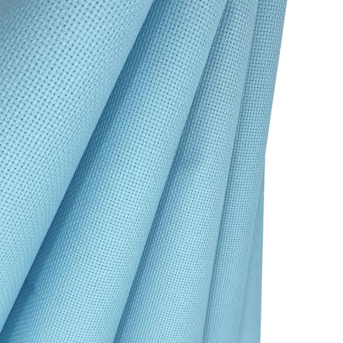 Zhenqing 14-Count Light Blue Aida Cloth - 75x100cm Pre-Cut 100% Cotton Evenweave Fabric for Cross Stitch & Embroidery (Light Blue, 30 * 39inch) - color: Light Blue