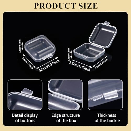 28 Pieces Small Plastic Bead Organizer Container, Mini Clear Storage Box with Hinged Lid for Beads, Ear Plugs, Eye Lash, Small Items (1.37 x 1.37 x 0.7 Inch) - size: 1.37 x 1.37 x 0.7 Inch