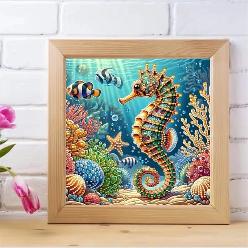 ZQEATRY Seahorse Coral Reef Special Shape Diamond Art Kits for Adults,5D Diamond Painting Kits for Beginner,DIY Diamond Crystal Rhinestones Gem Art Kits for Home Wall Decor 11.8 X 11.8inch - color: XJ122