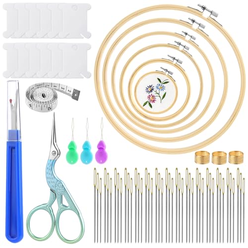 ZXIIXZ 72 Pcs Cross Stitch Supplies, Embroidery Kit for Beginners