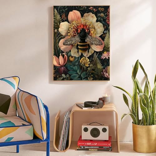 Lzyueyuan Bees and Flowers Stamped Cross Stitch Kits for Beginners,Needlepoint Counted Cross Stitch Kits for Adults,Easy Prestamped Pattern Needlepoint Kit Crafts for Home Decor Gifts11.8X15.7in - color: Cross Stitch-0125-3