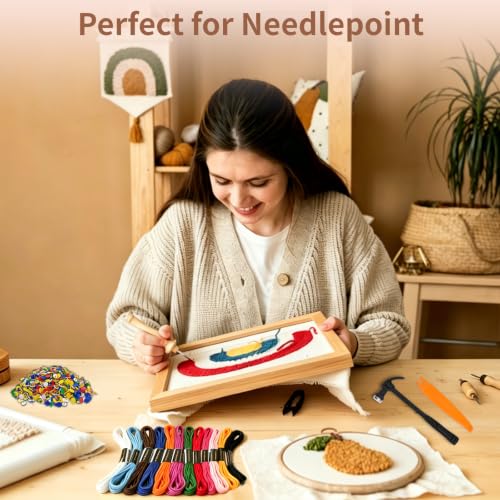 16PCS Needlepoint Stretcher Bars with Thumb Tacks/Tack Remover/Thread