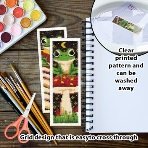 ORIGACH 6 Set Frog Cross Stitch Bookmark Kit for Beginner - style: Frog