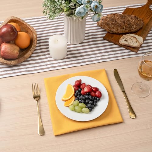 Blue Needles Solid Cloth Napkins 100% Cotton Set of 12-18 x 18 Inches - color: Golden Yellow, size: 18" x 18" (Set of 12)