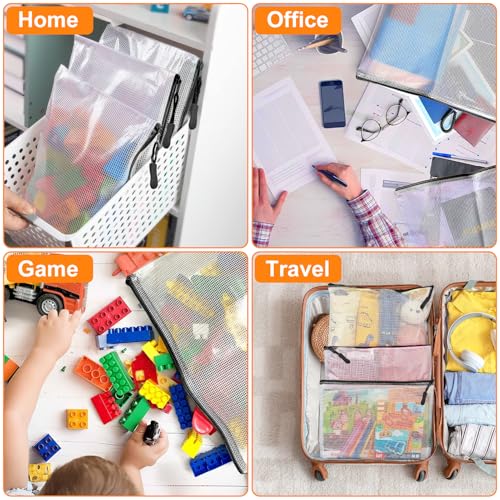 20pcs Mesh Zipper Pouch Bags A4 Mesh Bags for Classroom Organization, Waterproof Document Zipper Pouches for Cosmetics, Travel Storage File Bags for Office Supplie (Black-A3-20PCS) - style: Black-A3-20PCS