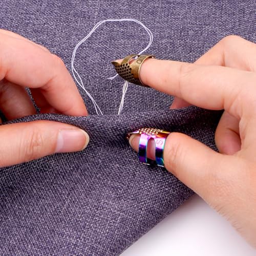 6 Pcs Sewing Tools, Thimble Kit for Hand Sewing, Metal Finger Protectors for Hand Embroidery Needlework