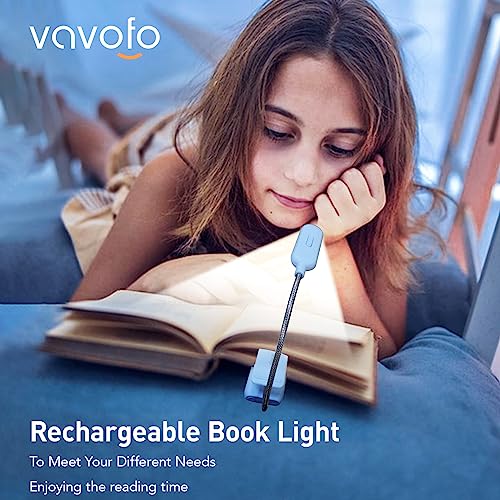 VAVOFO Rechargeable Reading Light, Clip on Book Light for Reading in Bed - color: Light Blue