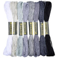 8 Skeins Embroidery Thread Friendship Bracelets String Cross Stitch Threads Cotton Floss Yarn 6 Ply 65yard 1.2mm for DIY Jewelry Making Sewing Needlework Knitting Stitching Craft Supply Gray - color: Gray