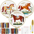TINDTOP Embroidery Kit for Adult, 3 Pack Embroidery DIY Starter Kit - color: Horse