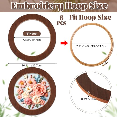 Wenqik 6 Pcs Wood Embroidery Frames for Display Cross Stitch 8'', Round - style: Round