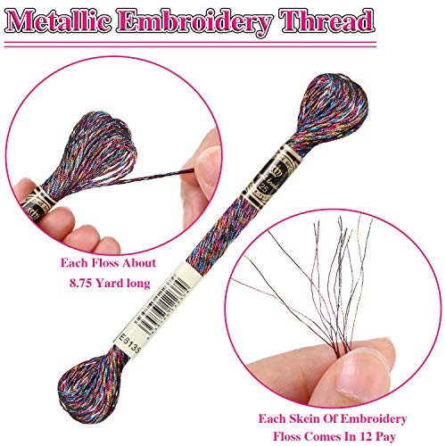 WILLBOND 24 Pcs Metallic Embroidery Floss Cotton Stitch Embroidery Thread Skein Threads Glitter Embroidery Thread Cross Stitch Thread for Friendship Bracelets DIY Thread Crafts(Classic Color) - color: Classic Color