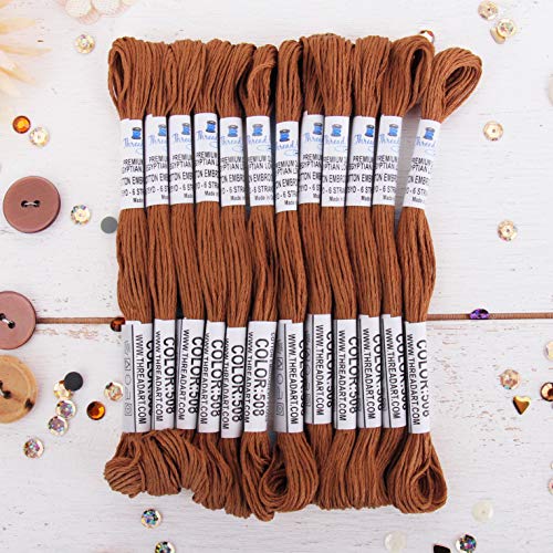 12 Skeins ThreadArt Cotton Embroidery Floss, Brown - color: Brown