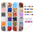 4mm Natural Mixed Materials Gemstones Beads Tiny Spacer Round Loose Beads Jewelry Making KIT with Thread and Needles 600 PCS(24 Natural, 4mm) - color: 24 Natural, size: 4mm