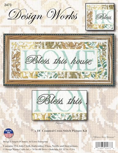 DESIGN WORKS Bless This House, 7'' x 18'' Counted Cross Stitch Kit