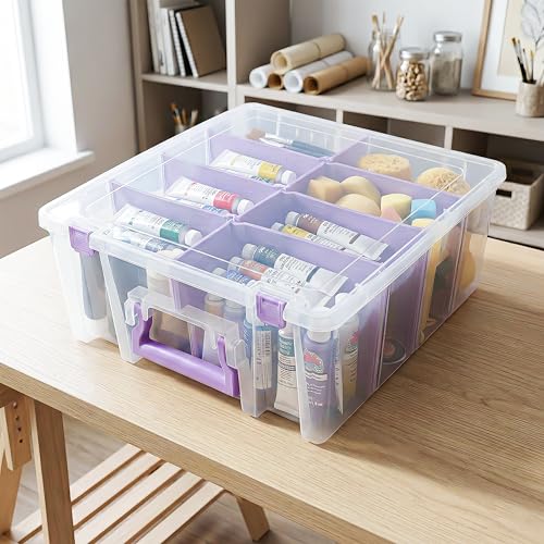 ArtBin Super Satchel Double Deep, 8-Compartment Craft Box, Purple