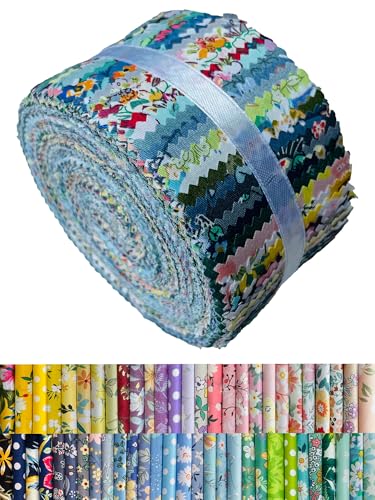 100% Cotton Jelly Roll Fabric Strips for Quilting and Sewingg -40PCS Floral - color: 40 Pcs Floral