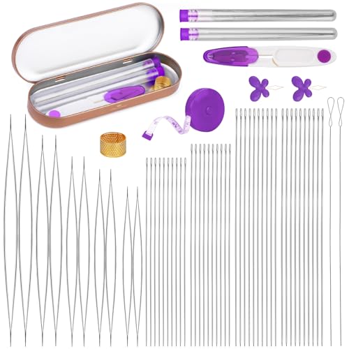 GarfxG 60 PCS Beading Needles Set with 10 Sizes Beading Seed Needles - style: 60 PCS