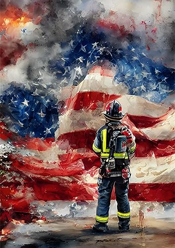 Moohue 14CT Stamped Cross Stitch Kits for Adults Beginners Flags Firefighter Counted Cross Stitch Kits for Adults Advanced (Flags and Firefighter) - color: Flags and firefighter