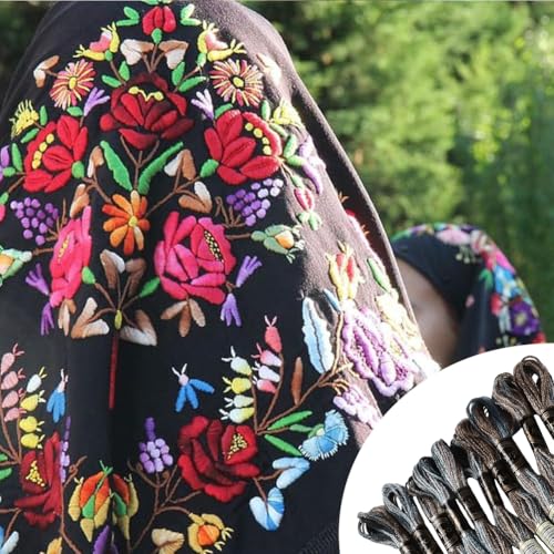 10 Skeins 6 Strands Brown Gradient Friendship Bracelet String Variegated Embroidery Needlepoint Cross Stitch Floss Yarn Thread Bulk for Sewing Bracelets Making Knitting Stitching Crafts DIY - color: Coffee