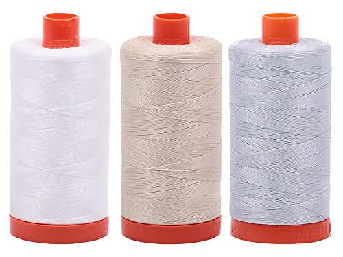 Bundle of Aurifil 50wt Egyptian Cotton Thread, Large 1422 yard Spools, with and without Aurifil Empty Thread Case 12 Spool Capacity (3 Spool Bundles, 2021 2310 2600) - color: 2021 2310 2600