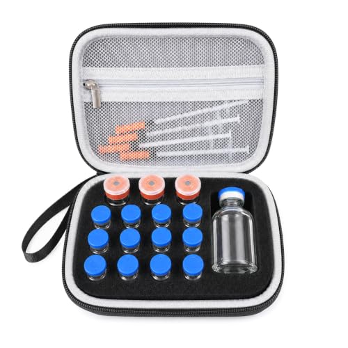 17 Slots Peptide Insulin Vial Hard EVA Travel Case Fits 1ml-30ml Vials - color: Black