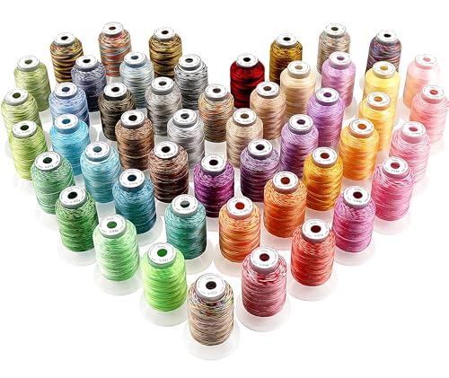 New brothread 50 Colors Variegated Polyester Embroidery Machine Thread Kit - color: 50Colors×500M