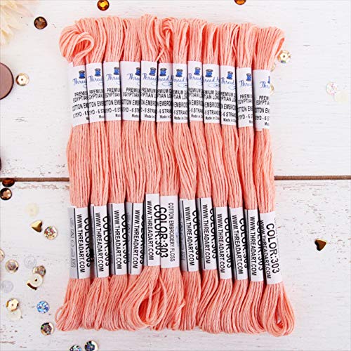 12 Skeins ThreadArt Cotton Embroidery Floss, Light Apricot - color: Light Apricot
