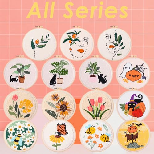Punch Needle Kit for Adults Beginners - 3 Sets DIY Embroidery Starter Kit - color: 04-cats