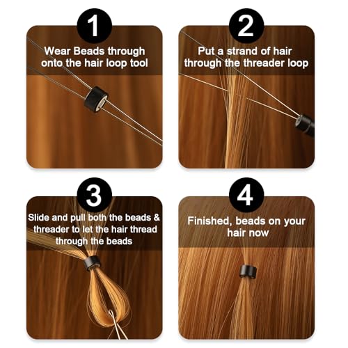 Hair Extension Loop Tool 5Pcs Pulling Needle Wire Loop Threader Hair Threader Integrated Hair Extension Looper for Micro Rings Beads - color: 1 Black-5Pcs